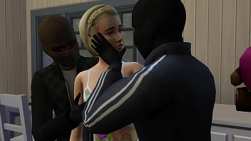 Petite Blonde Teen Satisfy Two Big Black Cocks to Save Her House from Robbery (Promo) | The Sims/ 3D Hentai